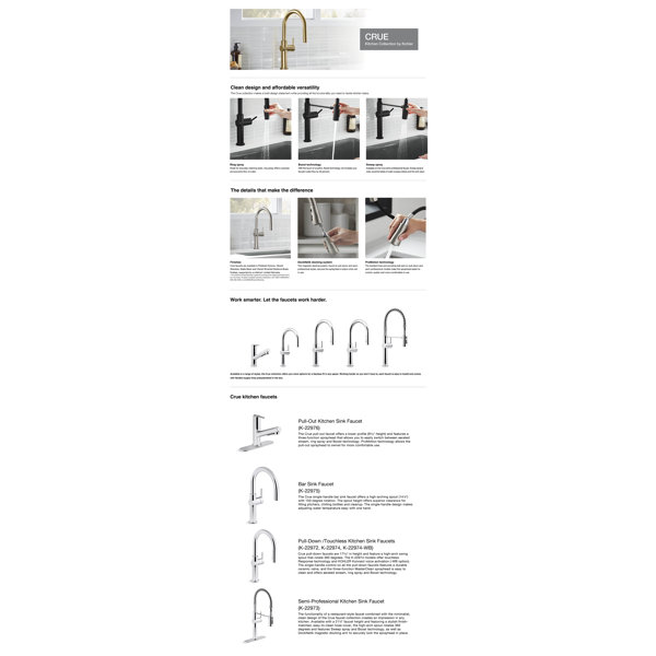 Kohler Crue Single Handle Kitchen Faucet & Reviews Wayfair